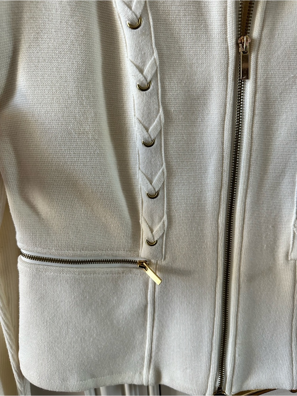 Cache Cream Zip-Front Braided Trim Jacket - Picture 3 of 4